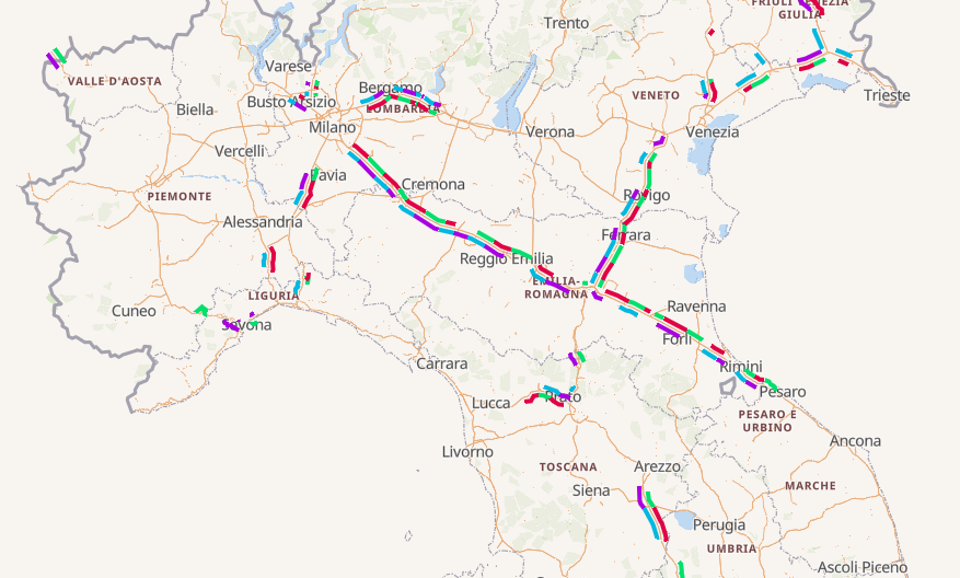 Map of the sections of the Italian tutor system